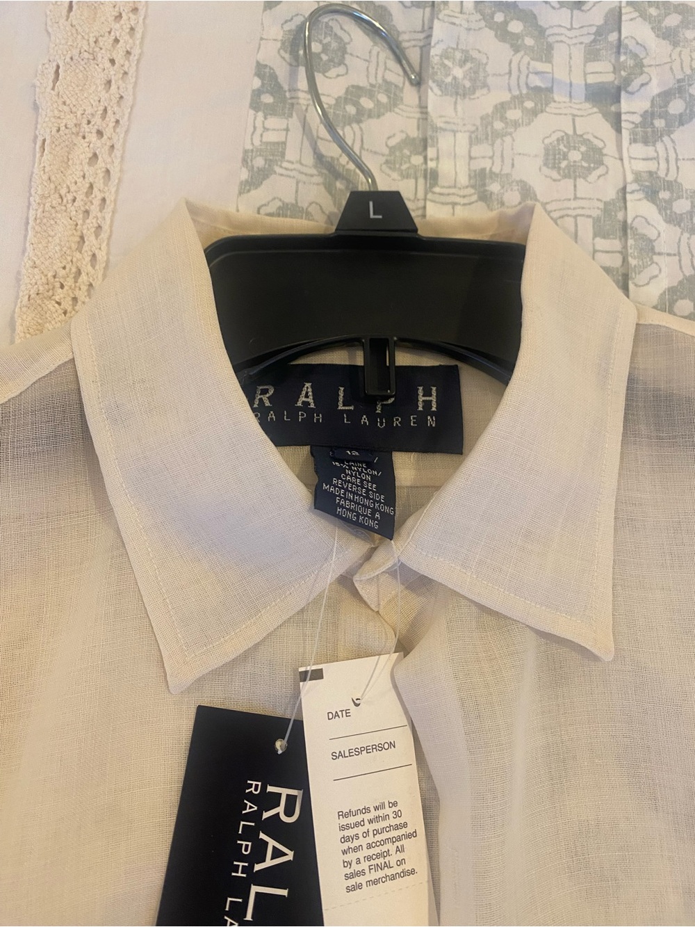 Ralph Lauren women Blue Label Lightweight Linen Button-Up Shirt - Cream vintage